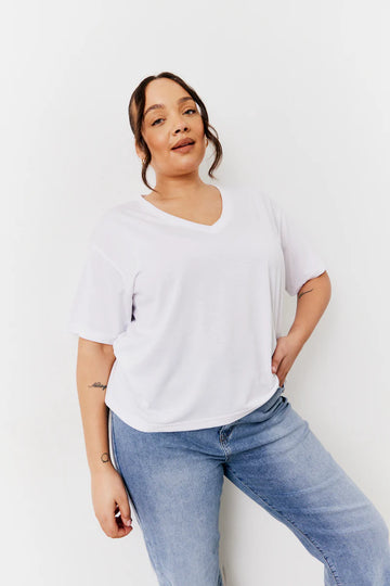 Black and White 2 Pack Slouchy V-Neck T-Shirt